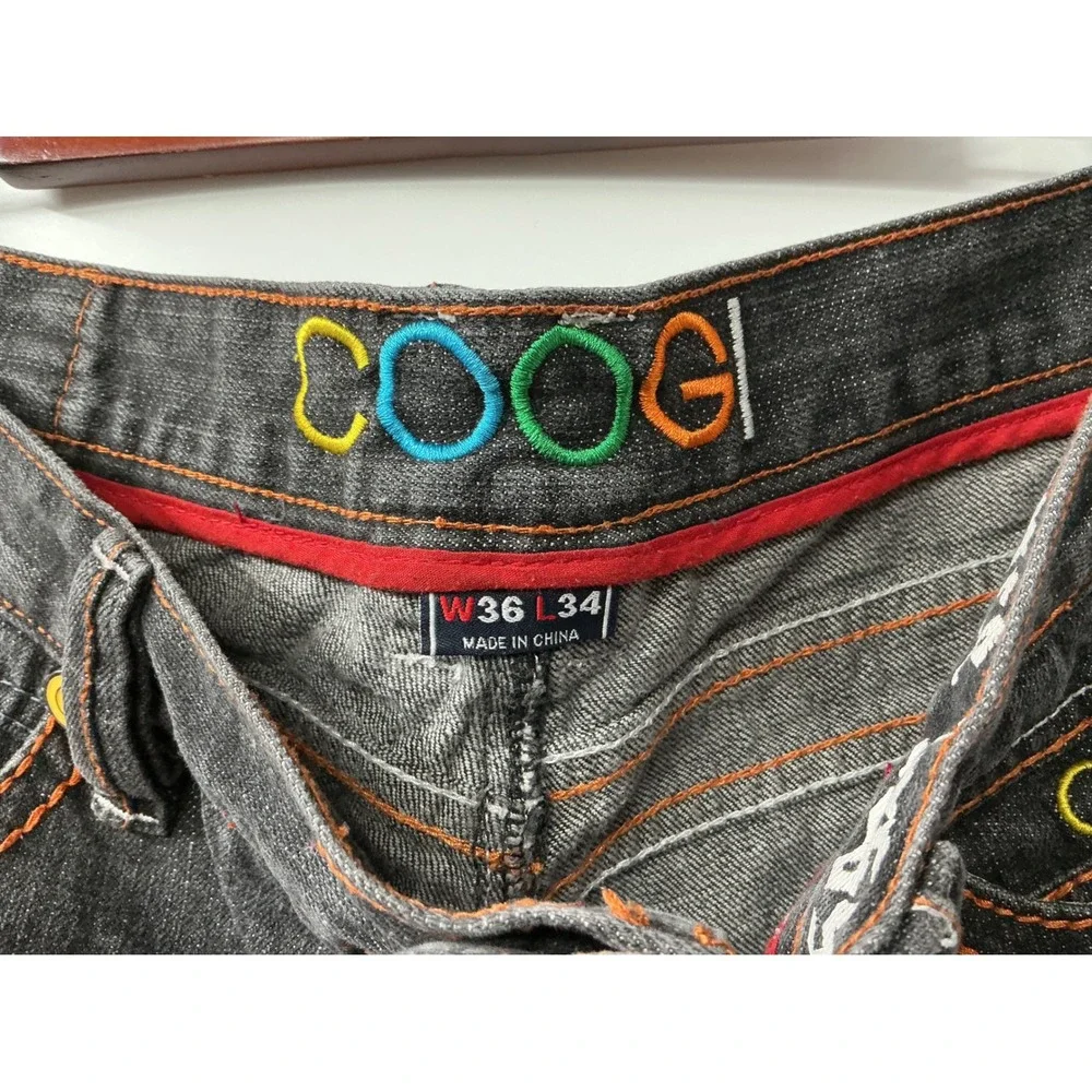 Coogi‎ Jeans Men's 36x34 Black Embroidered Y2K Baggy Streetwear Vintage Hip Hop